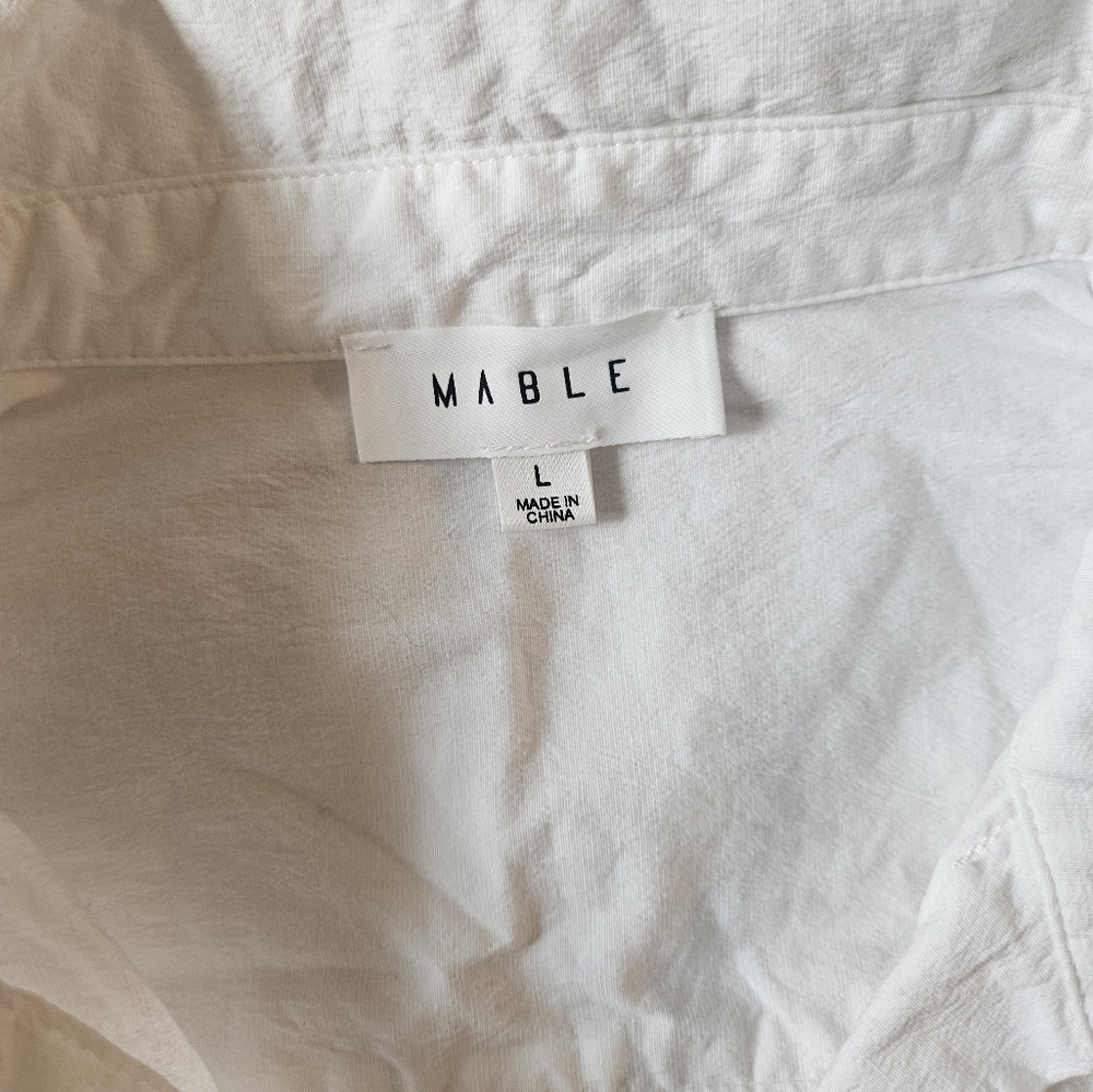 MABLE Brand Cropped Short Sleeve Button Down Large - Picture 5 of 8